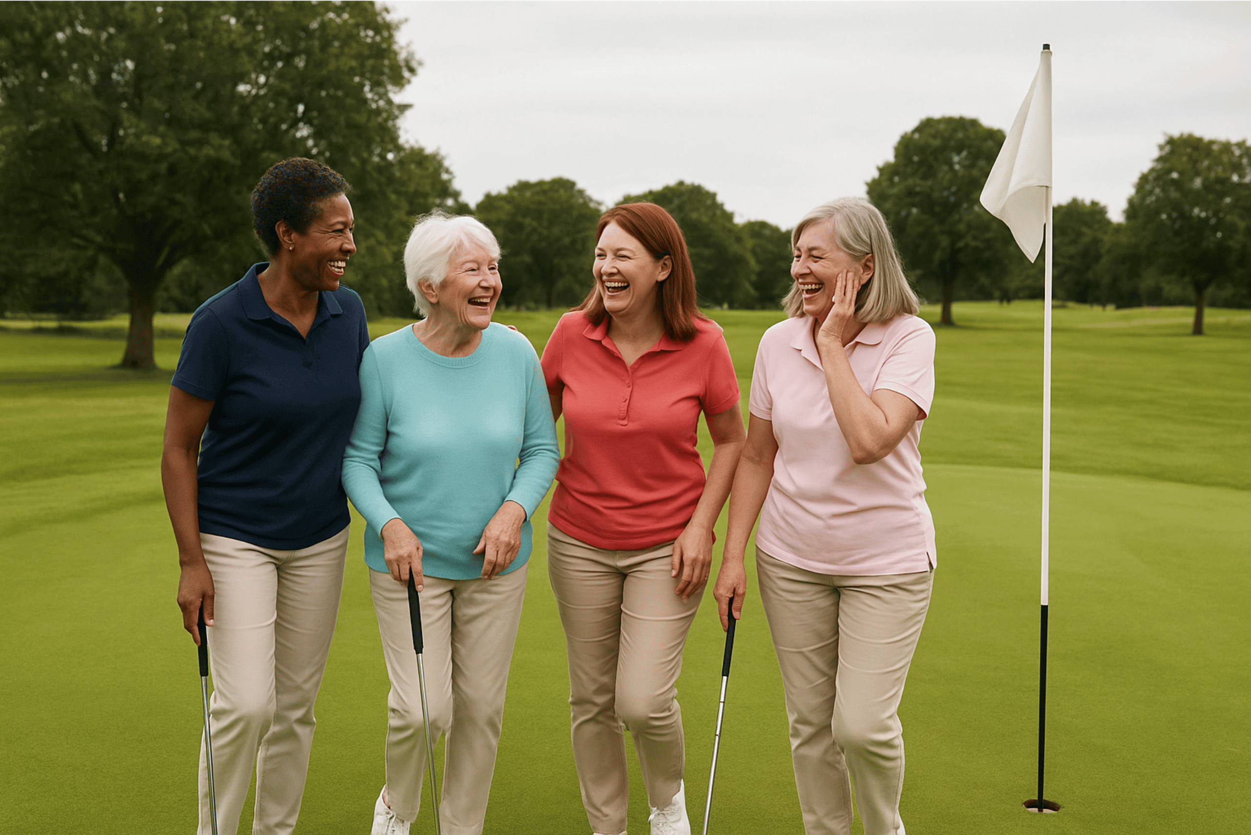 Women Sharing Laughter on the Putting Green